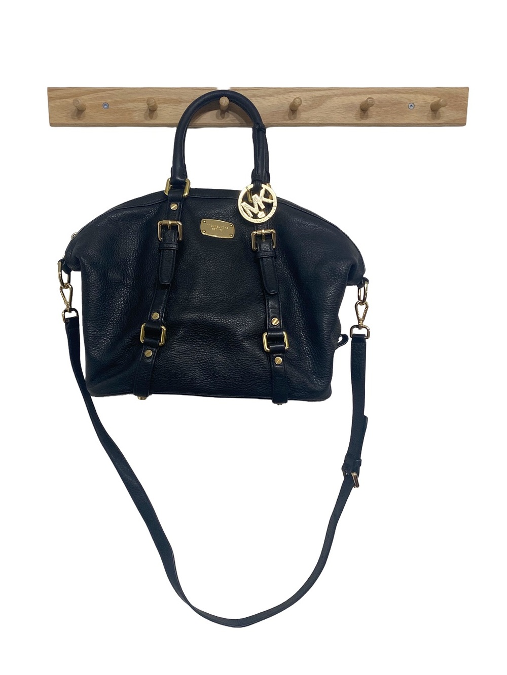 Michael Kors | Bedford Bowling Bag Black Pebbled Leather Satchel